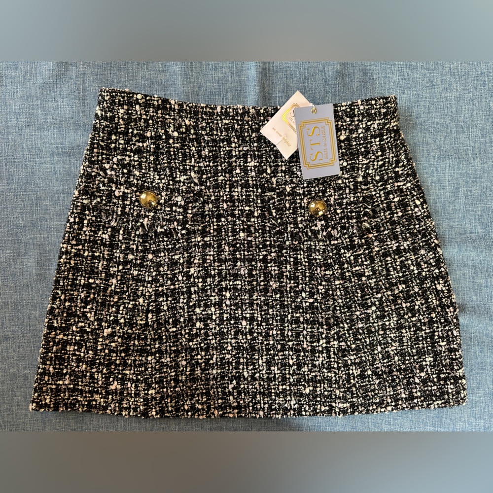 Sail to Stable Black and Cream Multi Tweed Mini Skirt Size 4 - Free Shipping NWT